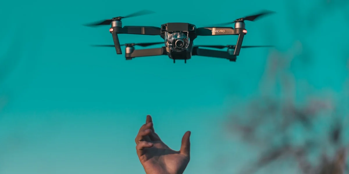 tilt shift lens photo of mini drone