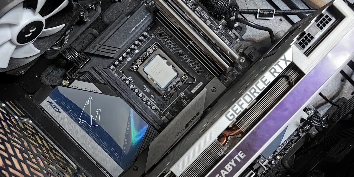a close up of a computer motherboard