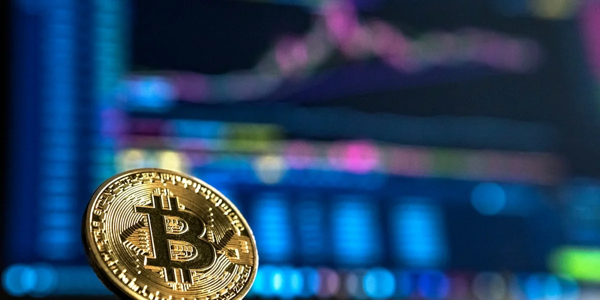 Bitcoin-Strategie: Goldene Münze vor digitalem Netzwerk