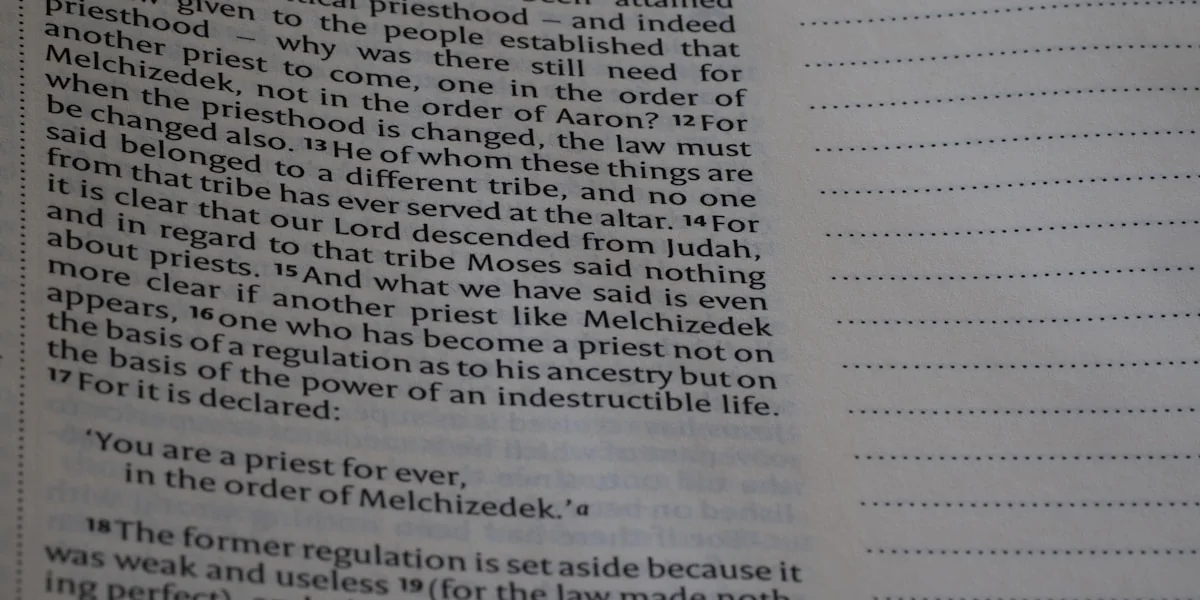 The image shows a passage from hebrews about melchizedek.