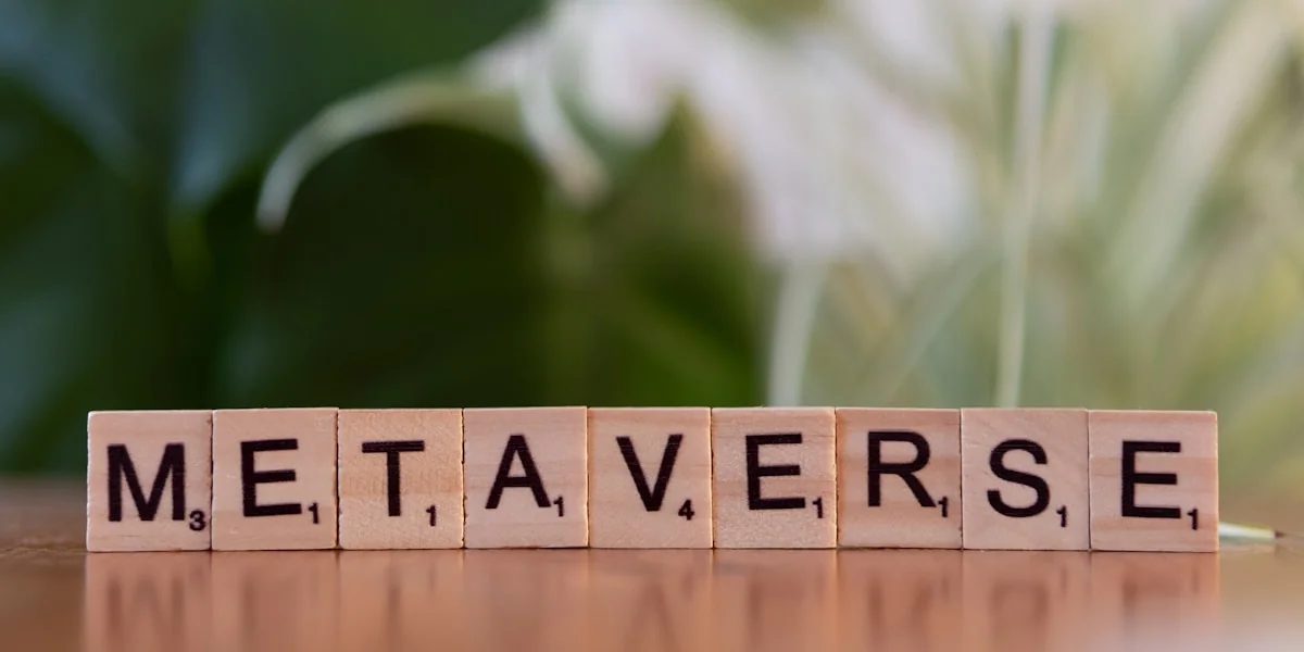 A close up of a block that says metaverse on it