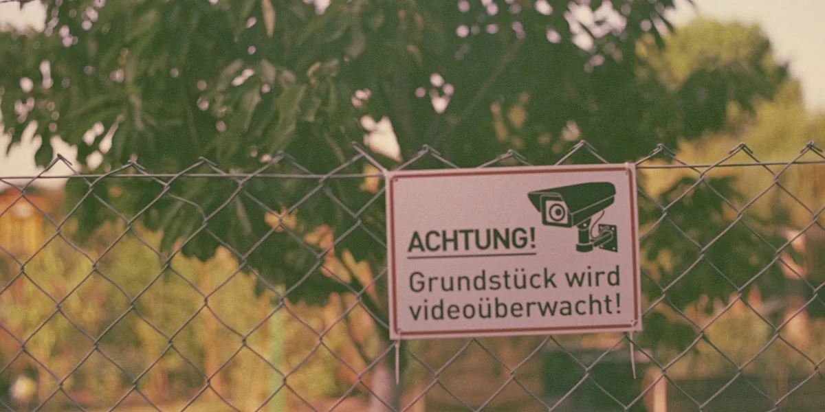 a sign is posted on a chain link fence