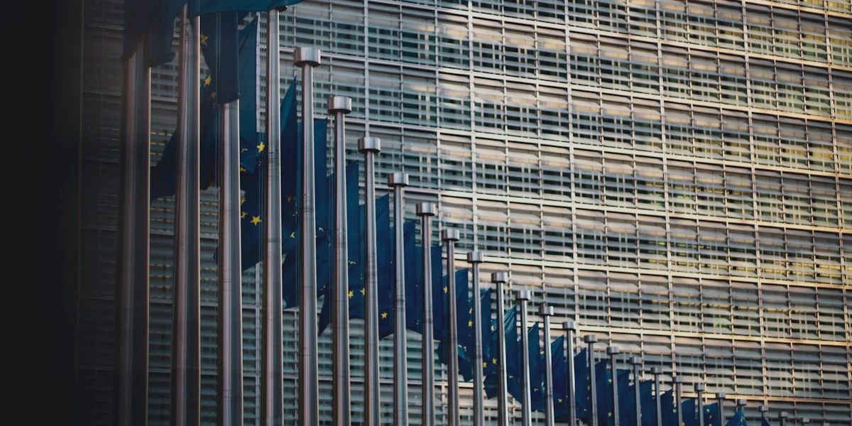 blue flag on top of building during daytime