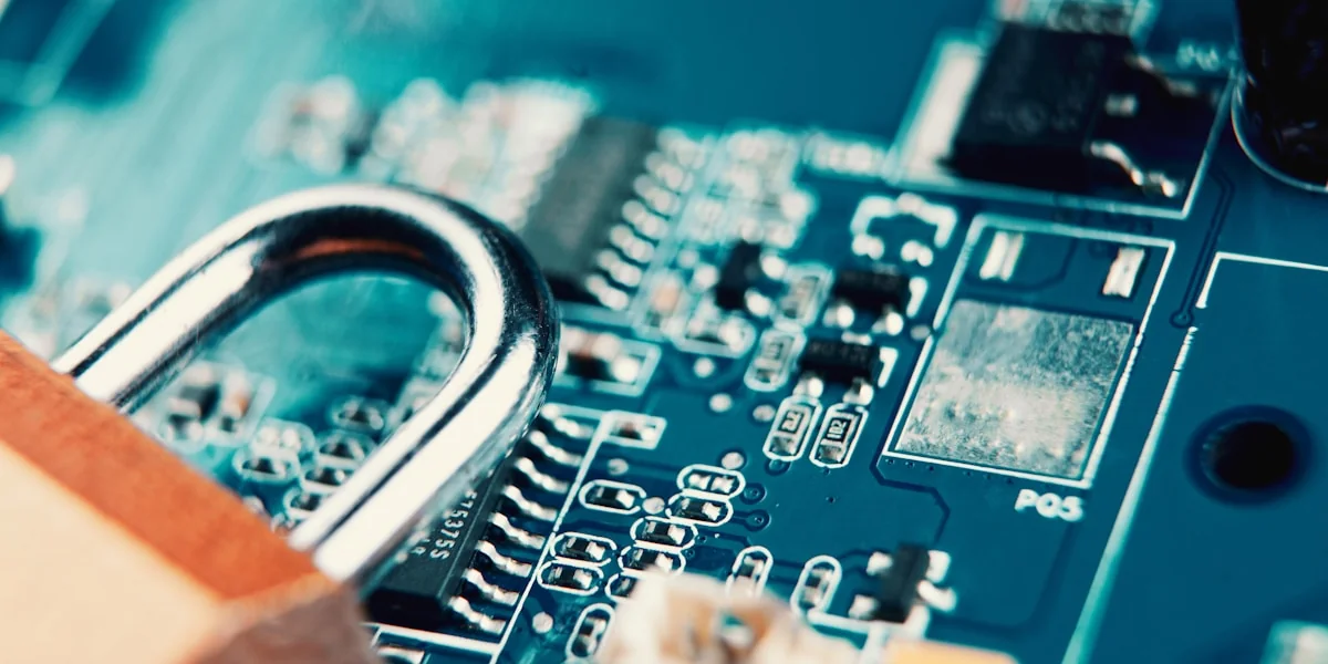 a padlock on top of a circuit board