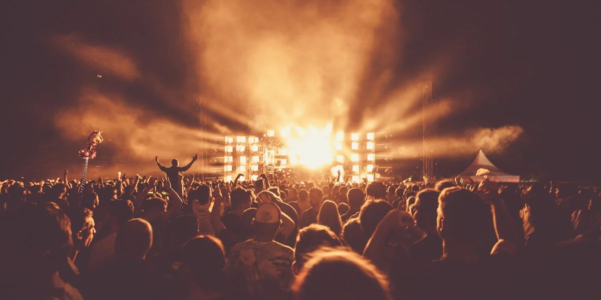 Coachella Festival Stage with Lights and Crowd