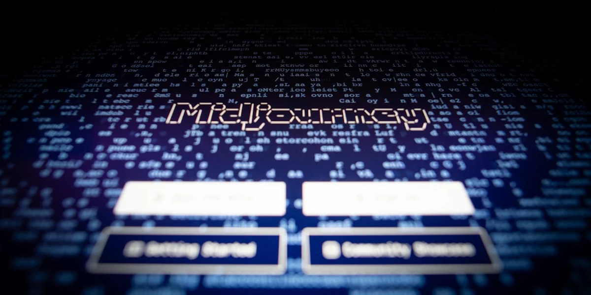 a close up of a computer screen with the words mid - journey on it