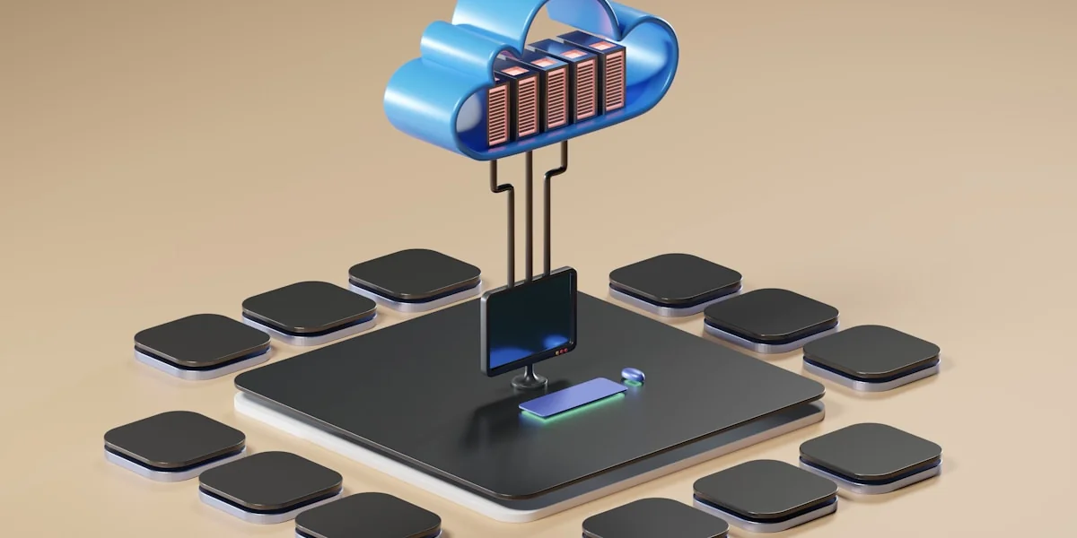 3D render of cloud computing concept