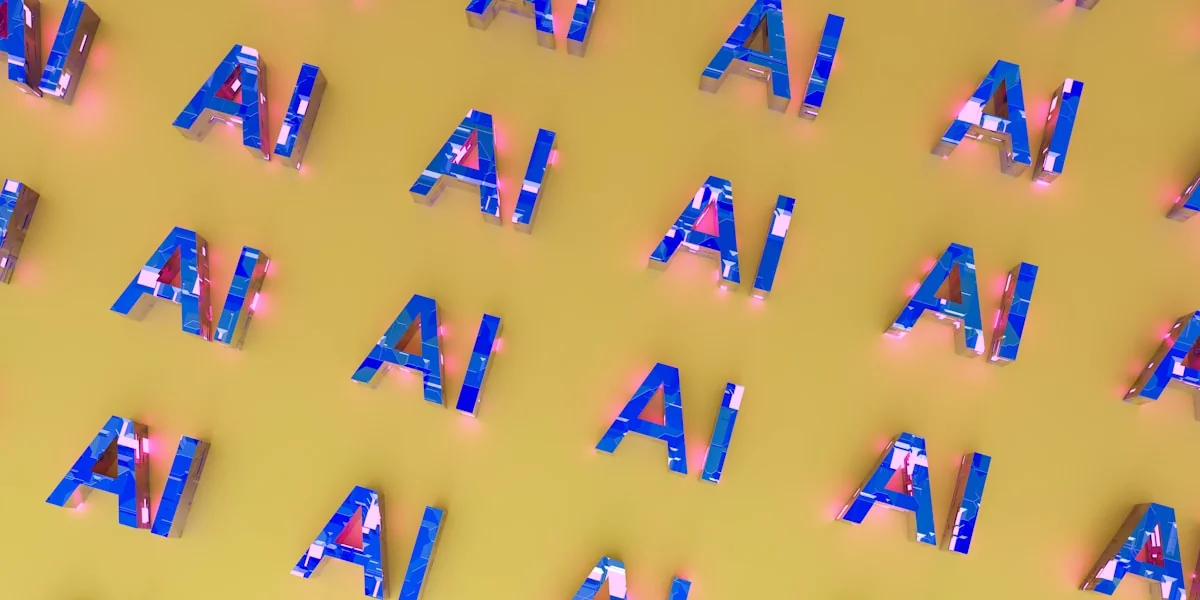 the letters are made up of different colors