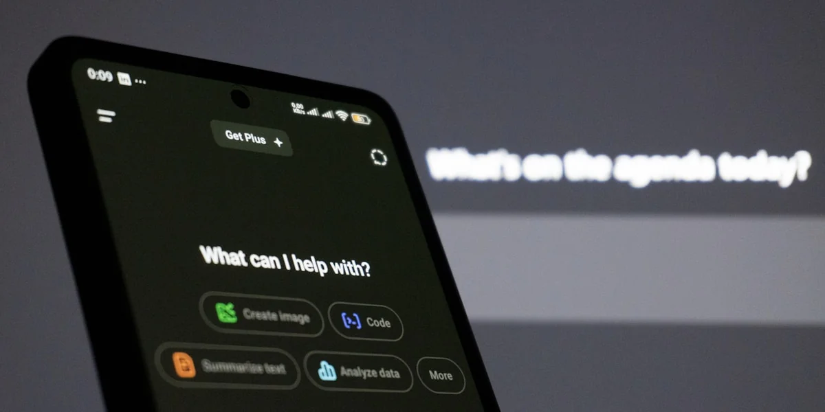 Smartphone screen displaying ai assistant interface.