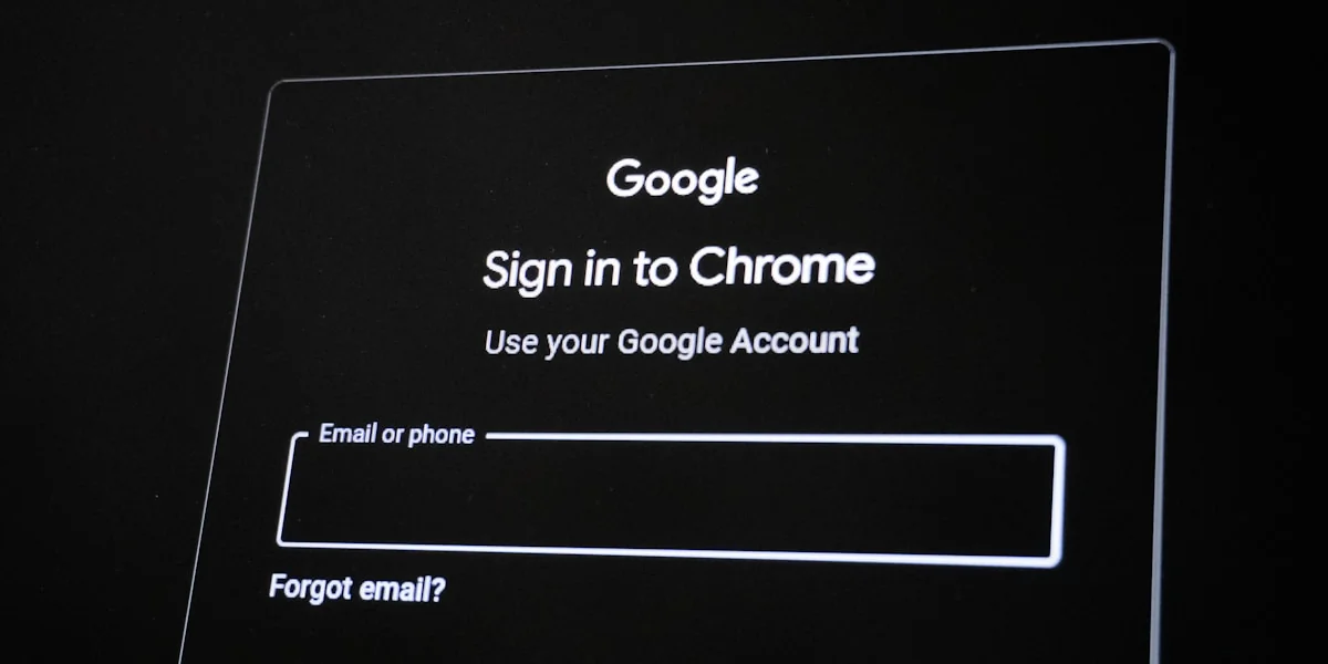 Google chrome sign-in screen with email field.