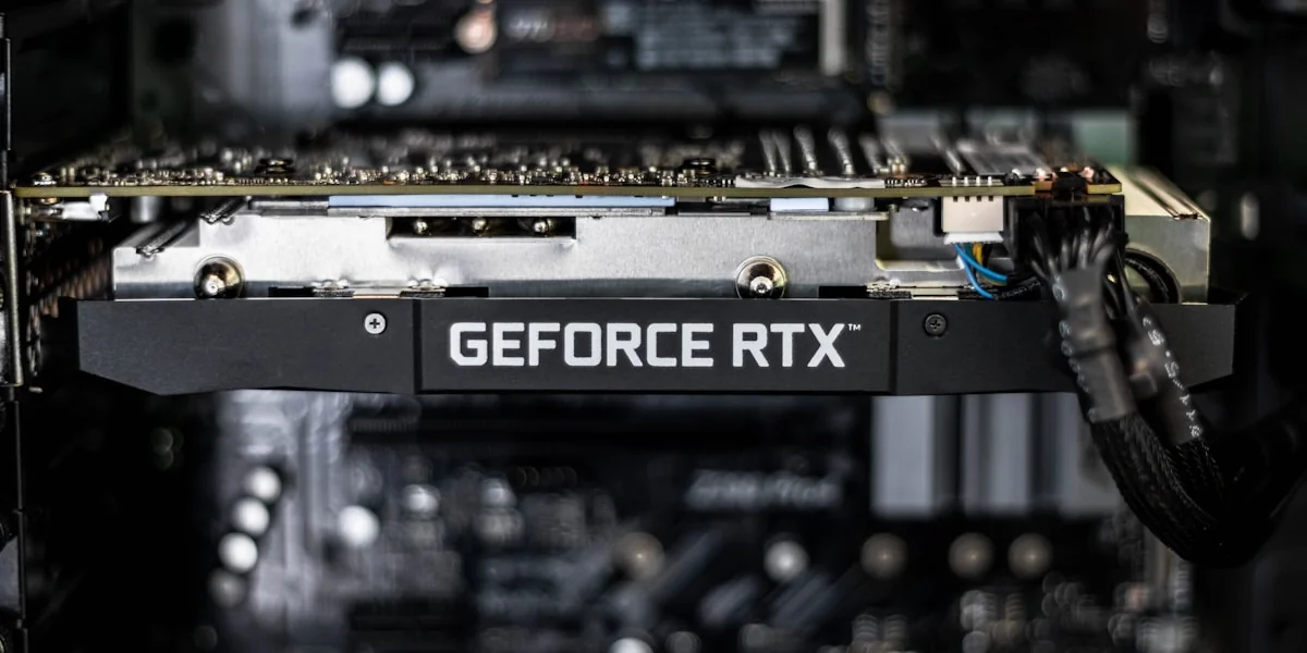 selective focus photography of GEFORCE RTX graphics card