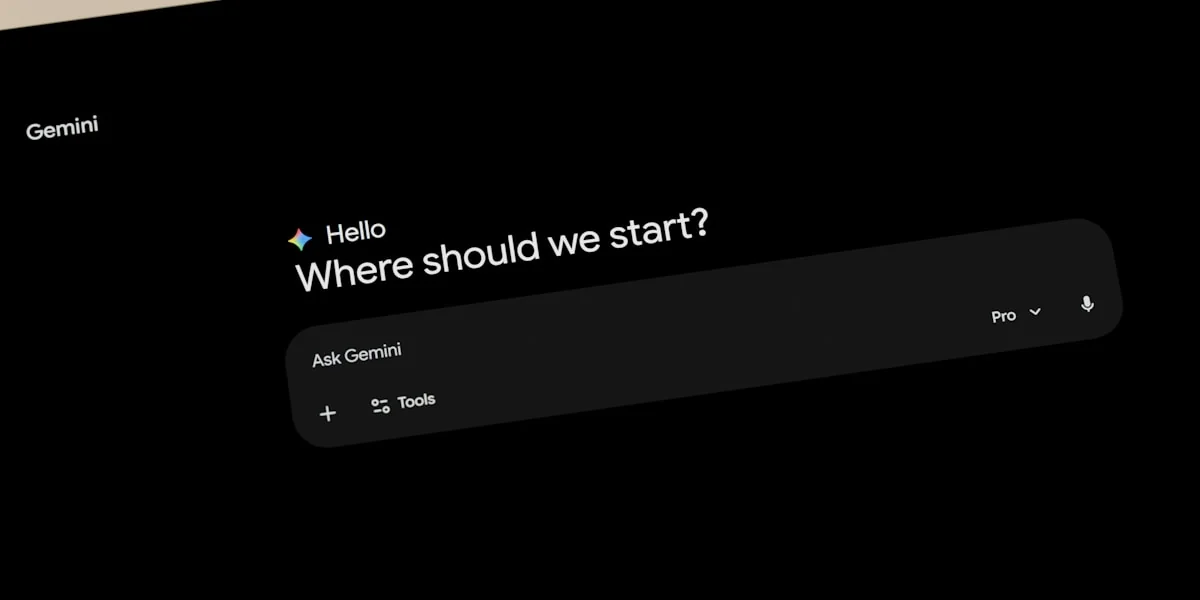 Gemini ai interface asking "where should we start?"