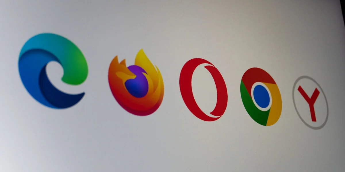 Logos of popular web browsers displayed on a screen.