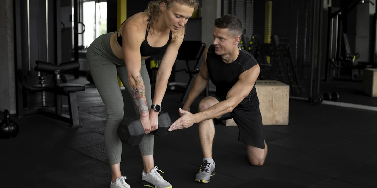 a man and woman exercising